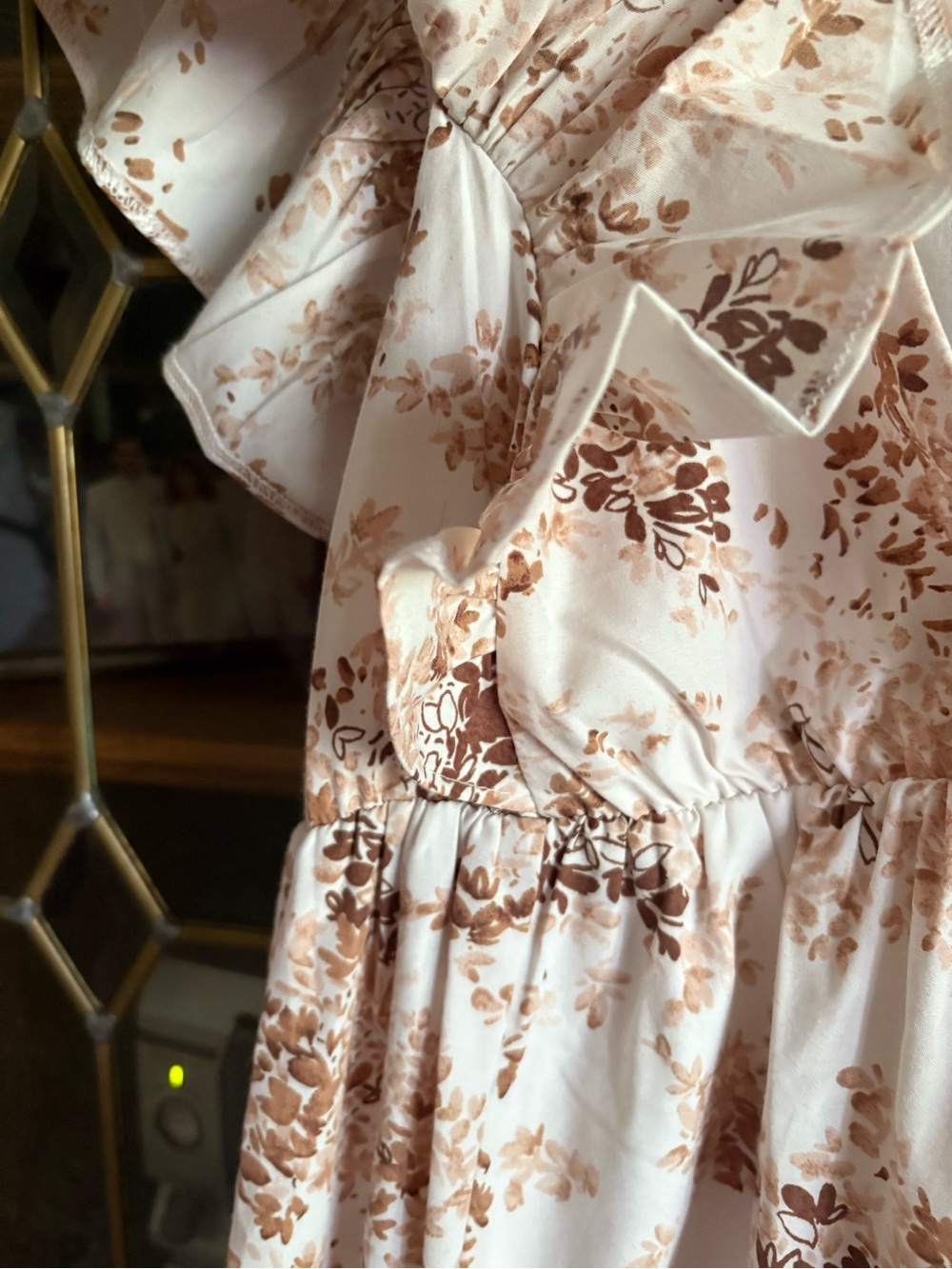 Abercrombie & Fitch Cream Floral Ruffle size XS Maxi Dress - Picture 5 of 12